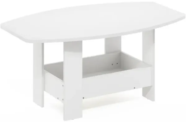 Simple Design Coffee Table with Storage Compartment, White