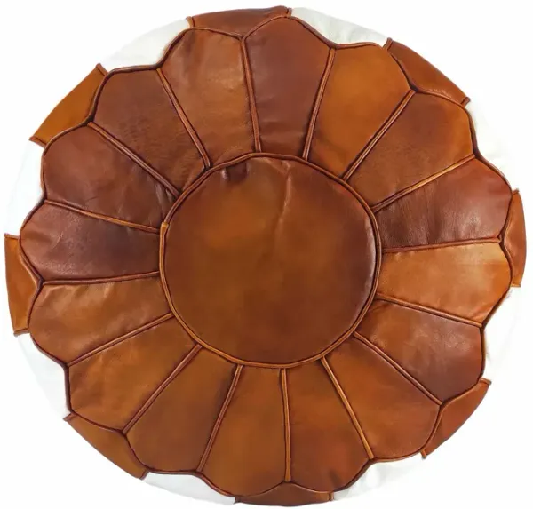 Handmade Moroccan Ottoman, Genuine Leather Pouf