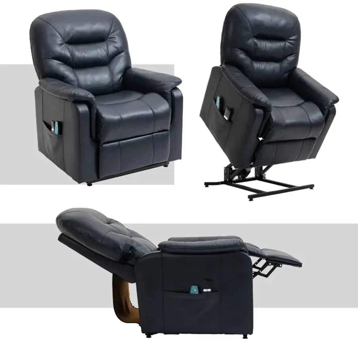 MONDAWE Ergonomic Faux Leather Power Lift Recliner Chair for Elderly with Side Pocket and Two Remote Control