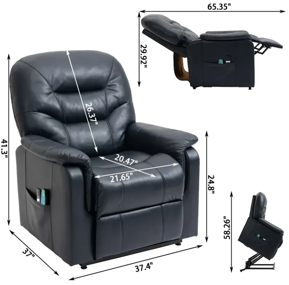 MONDAWE Ergonomic Faux Leather Power Lift Recliner Chair for Elderly with Side Pocket and Two Remote Control