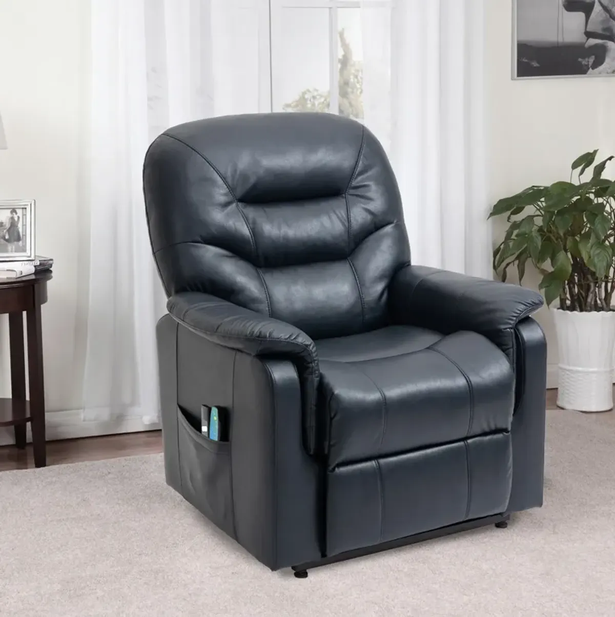 MONDAWE Ergonomic Faux Leather Power Lift Recliner Chair for Elderly with Side Pocket and Two Remote Control