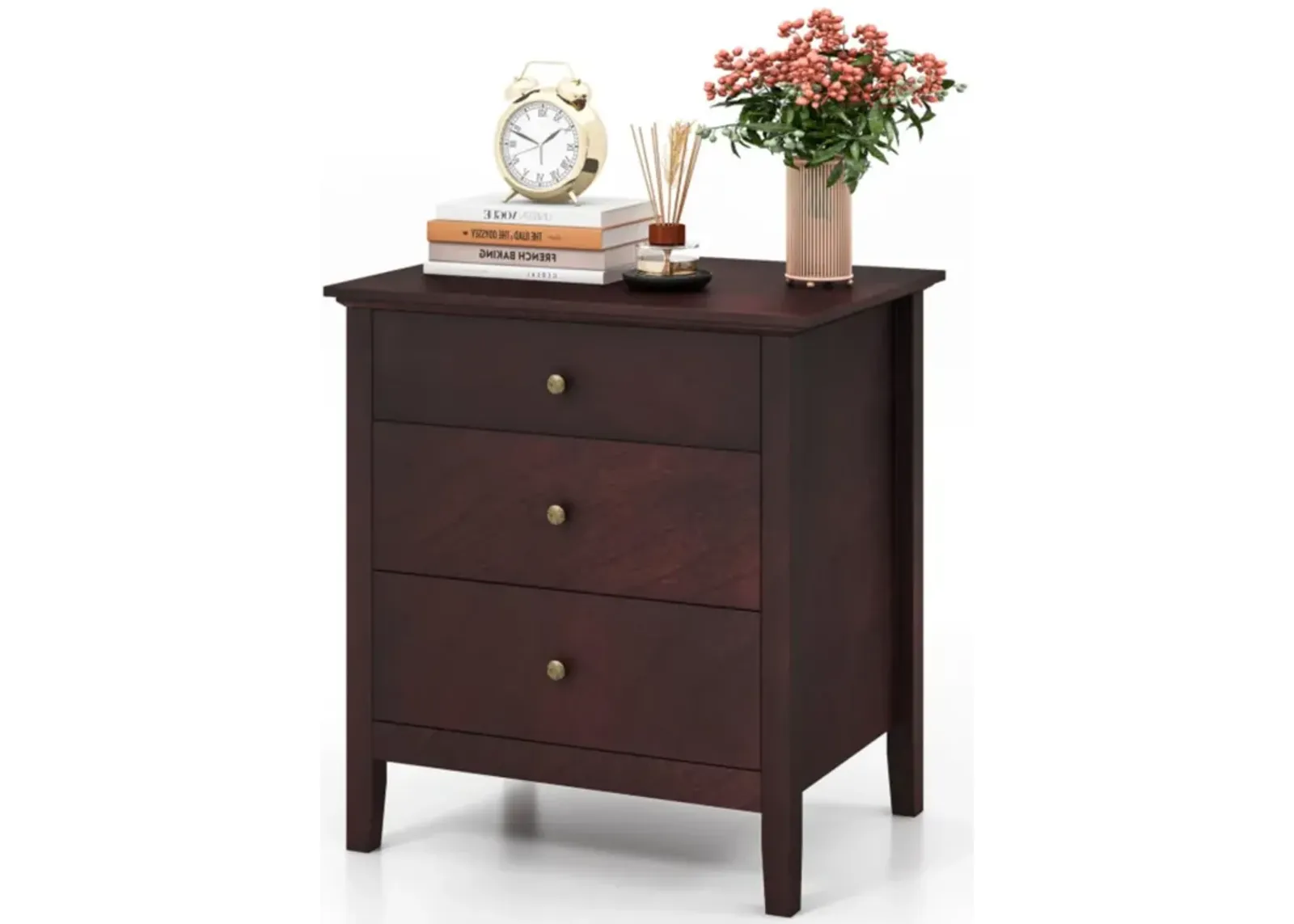 Hivvago 3 Drawers Nightstand Beside End Side Table Accent Table