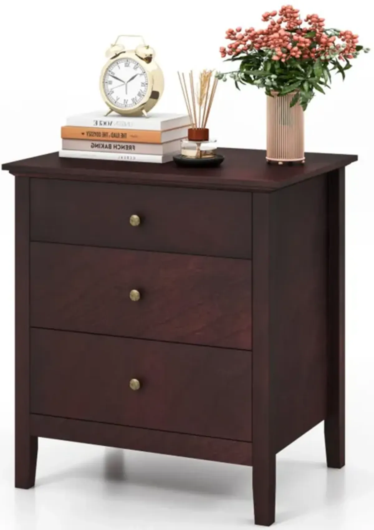 Hivvago 3 Drawers Nightstand Beside End Side Table Accent Table