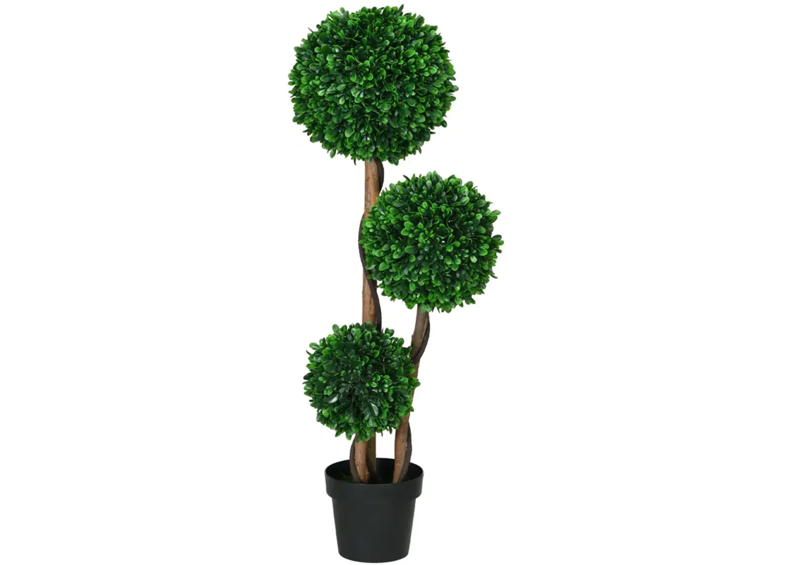 HOMCOM 3ft Artificial Tree Three Ball Boxwood Topiary for Indoor Outdoor