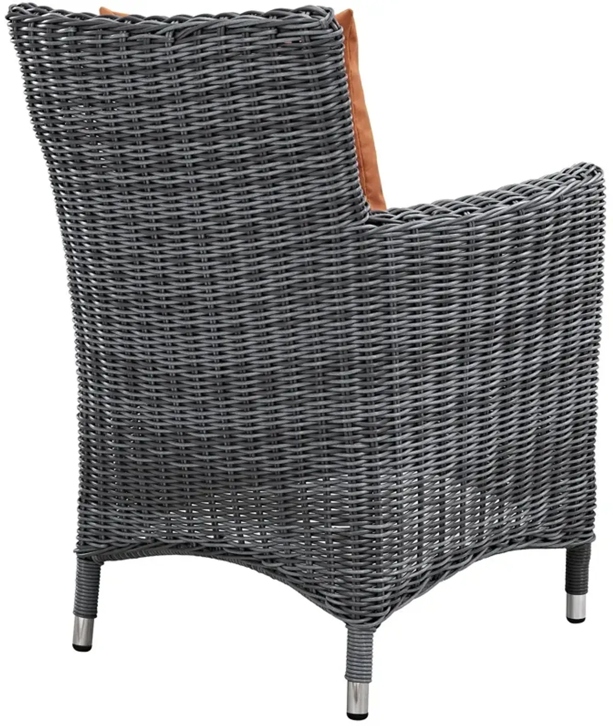 Modway Summon Wicker Rattan Outdoor Patio Sunbrella Dining Armchair in Canvas Tuscan