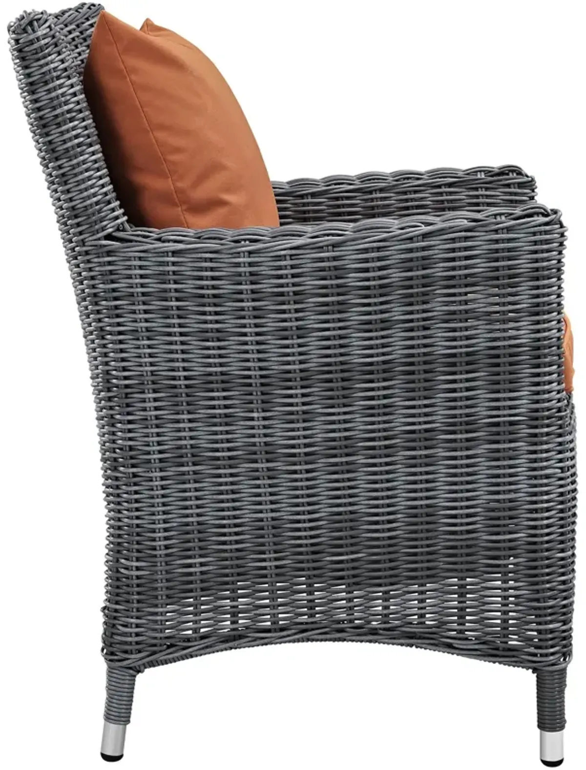 Modway Summon Wicker Rattan Outdoor Patio Sunbrella Dining Armchair in Canvas Tuscan