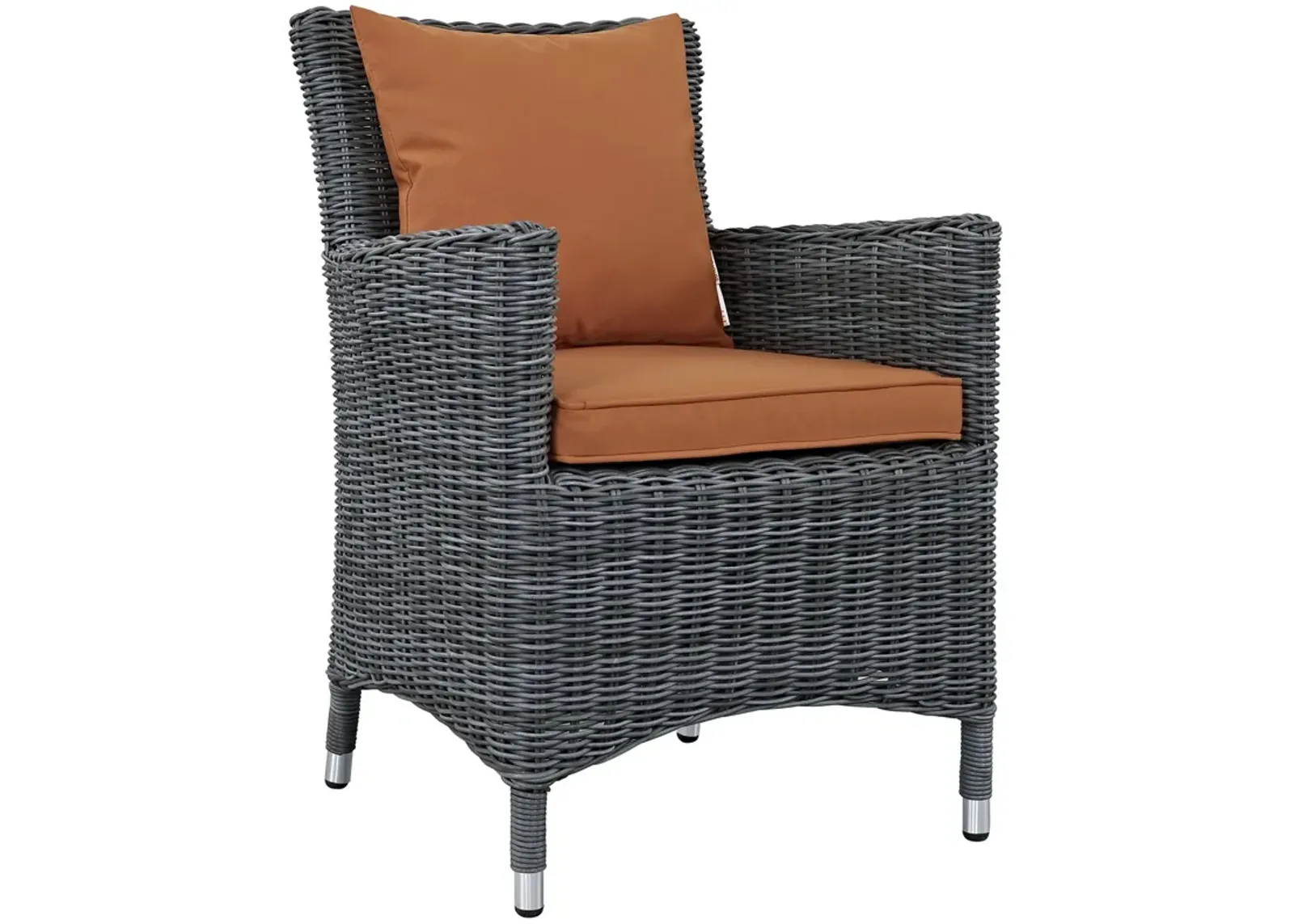 Modway Summon Wicker Rattan Outdoor Patio Sunbrella Dining Armchair in Canvas Tuscan