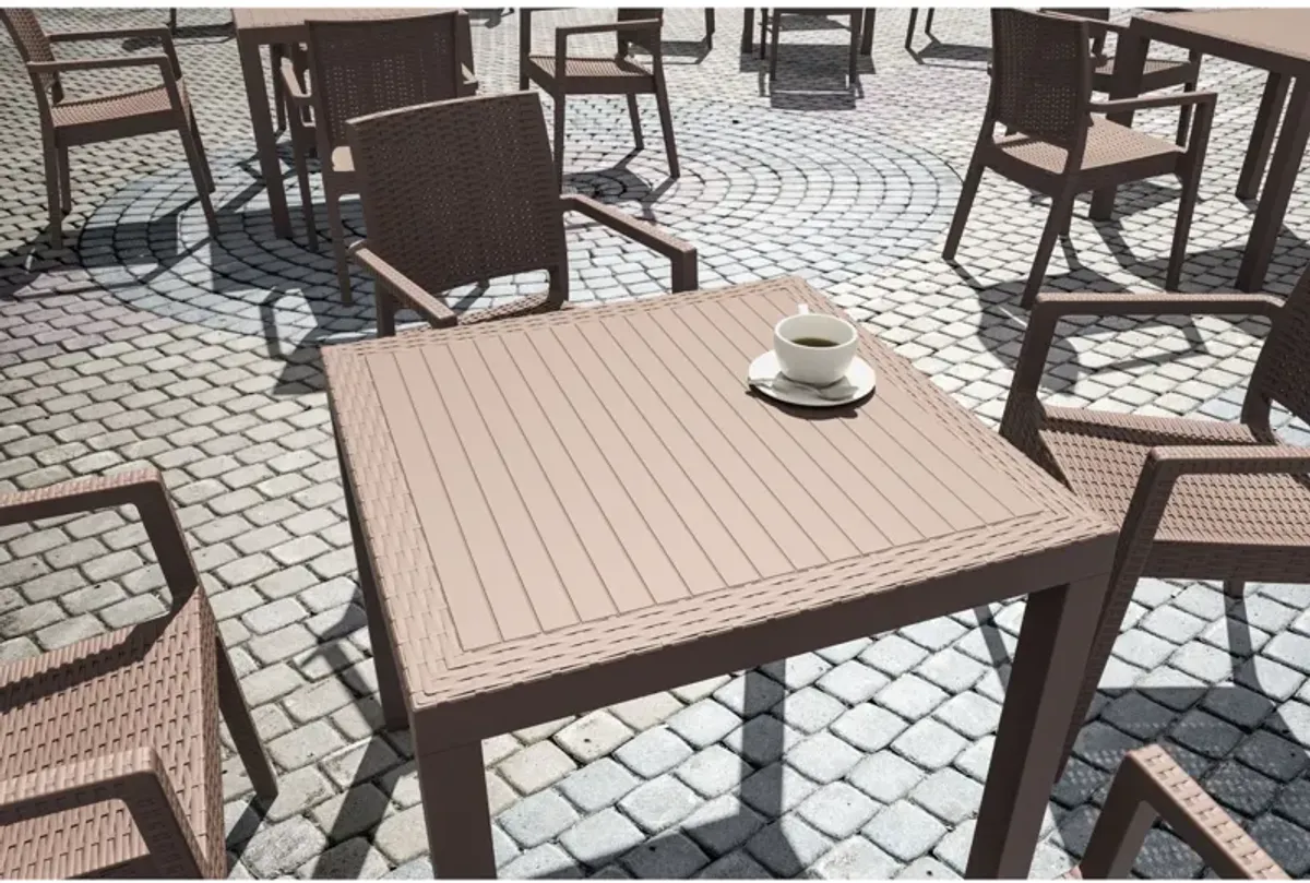 31.5" Coffee Brown Wickerlook Square Patio Dining Table