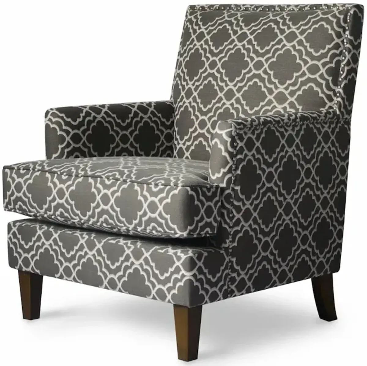 Jofran Aubrey Contemporary Geometric Upholstered Accent Chair with Nailhead Trim