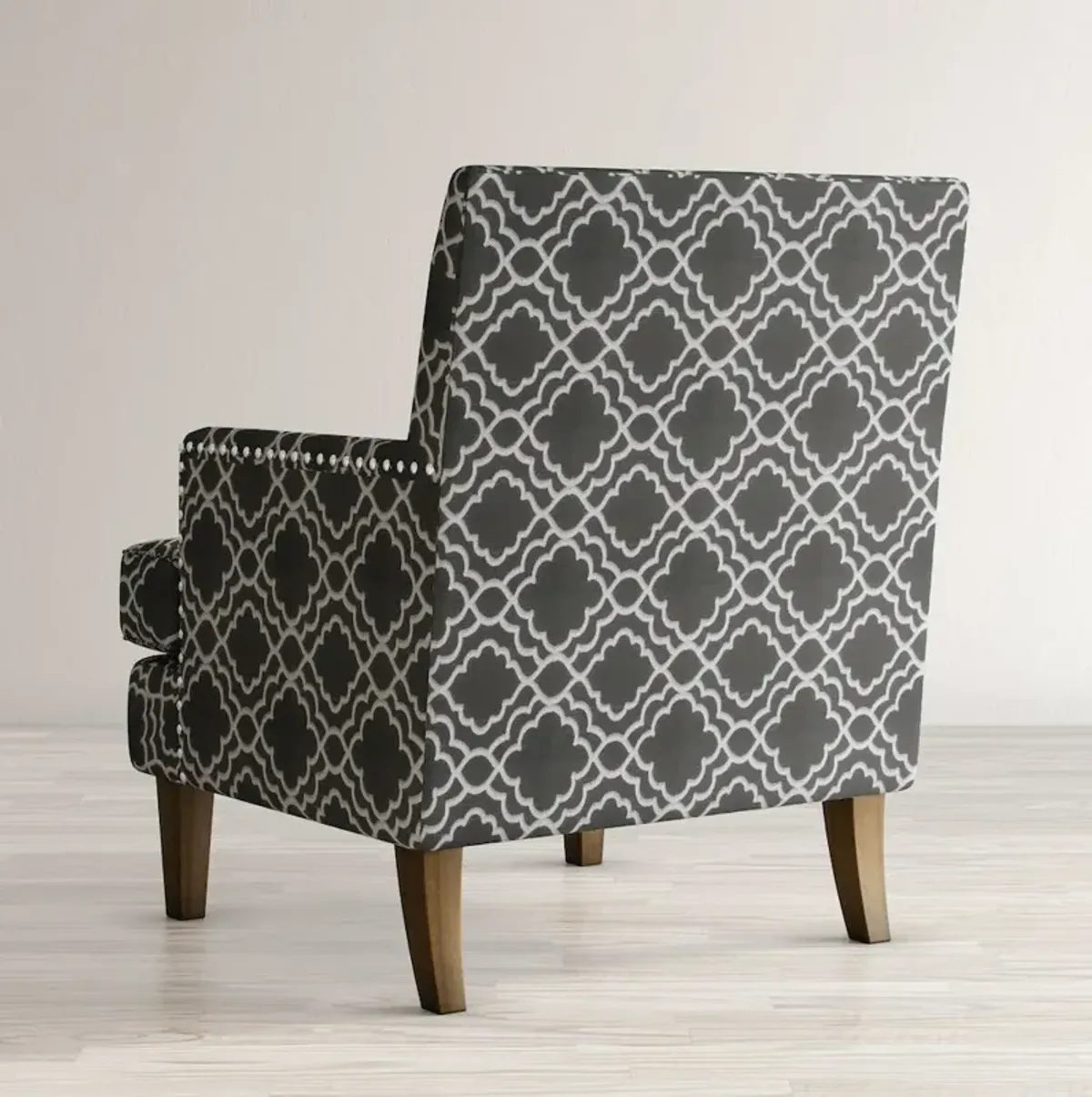 Jofran Aubrey Contemporary Geometric Upholstered Accent Chair with Nailhead Trim