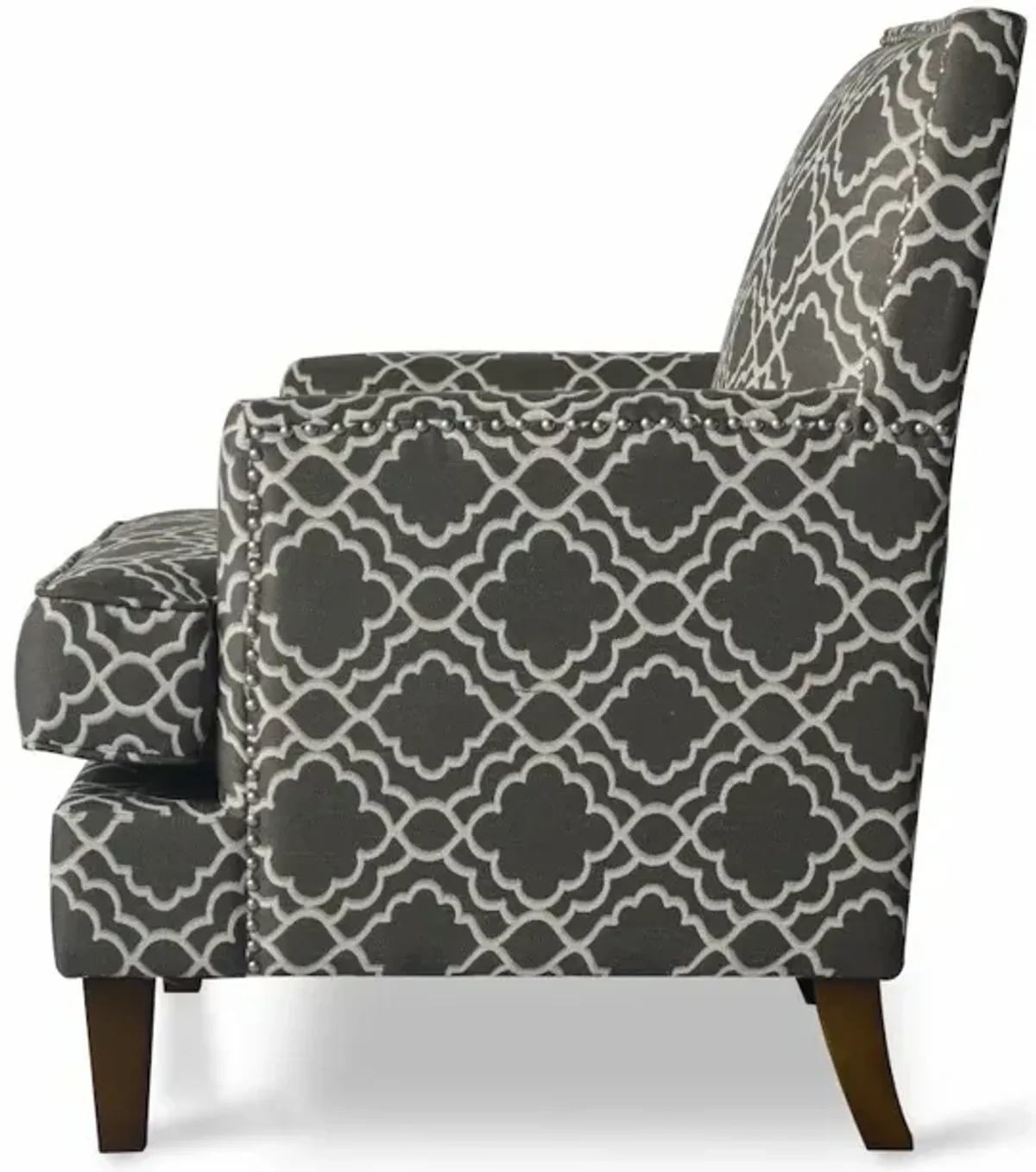 Jofran Aubrey Contemporary Geometric Upholstered Accent Chair with Nailhead Trim