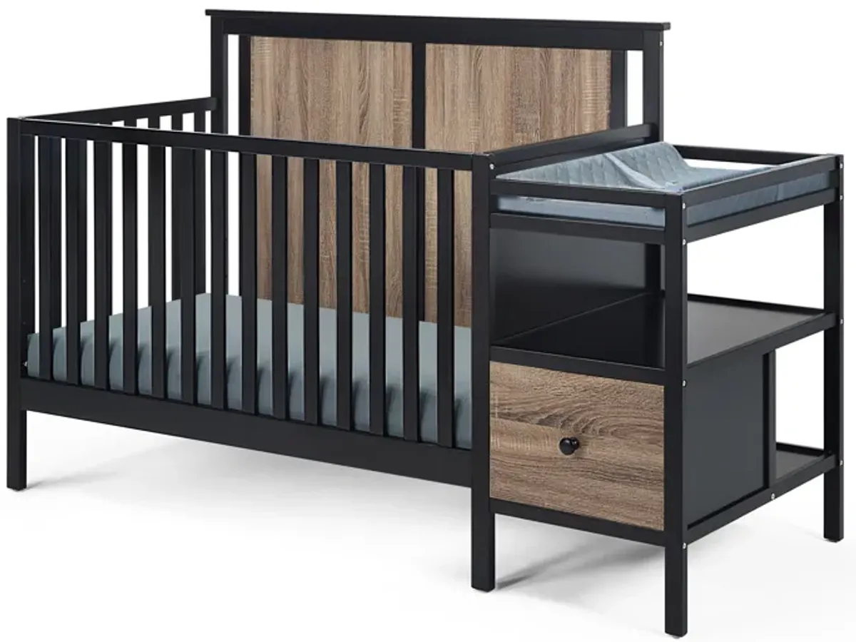 Suite Bebe Connelly 4-in-1 Crib and Changer Combo Black/Vintage Walnut