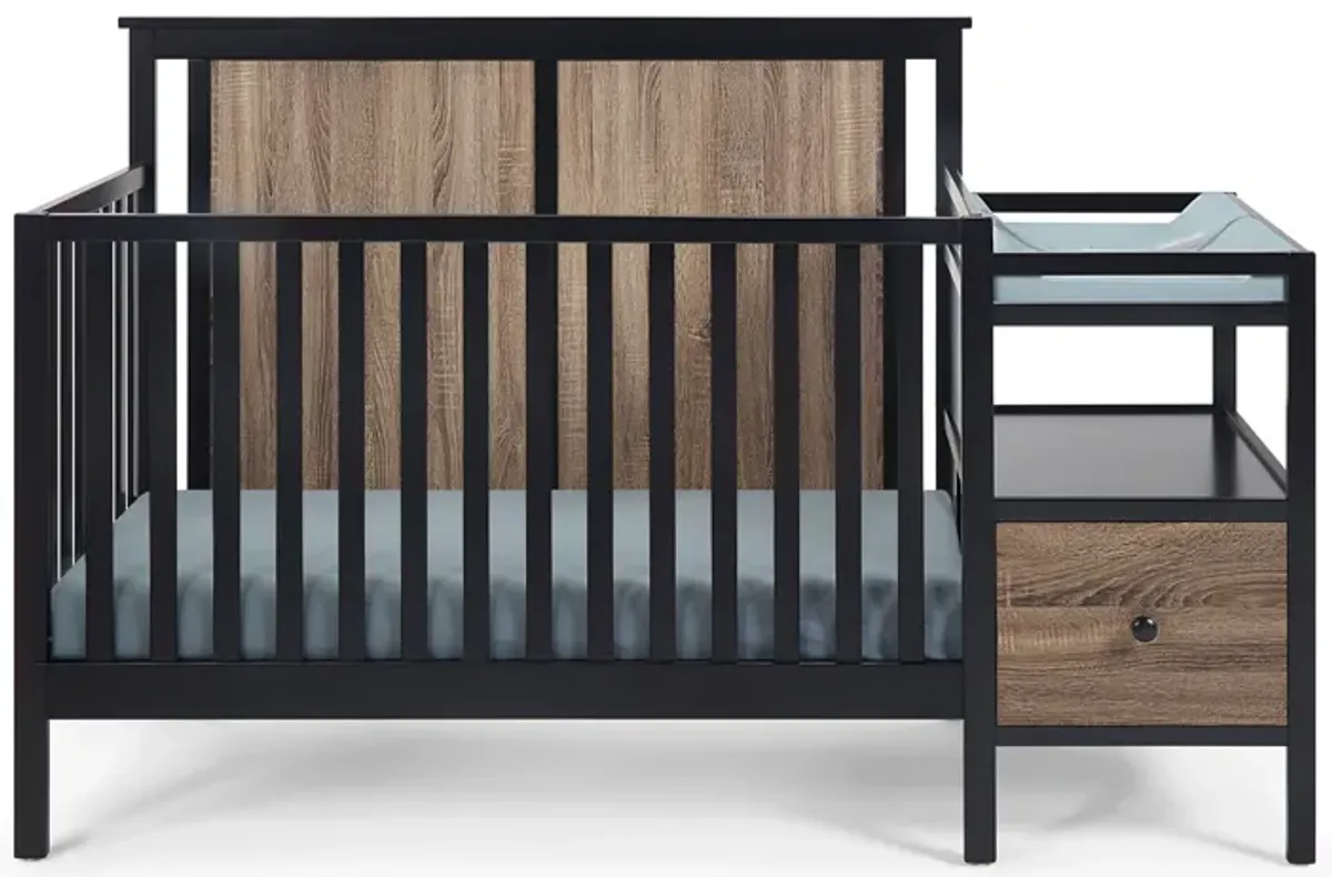 Suite Bebe Connelly 4-in-1 Crib and Changer Combo Black/Vintage Walnut