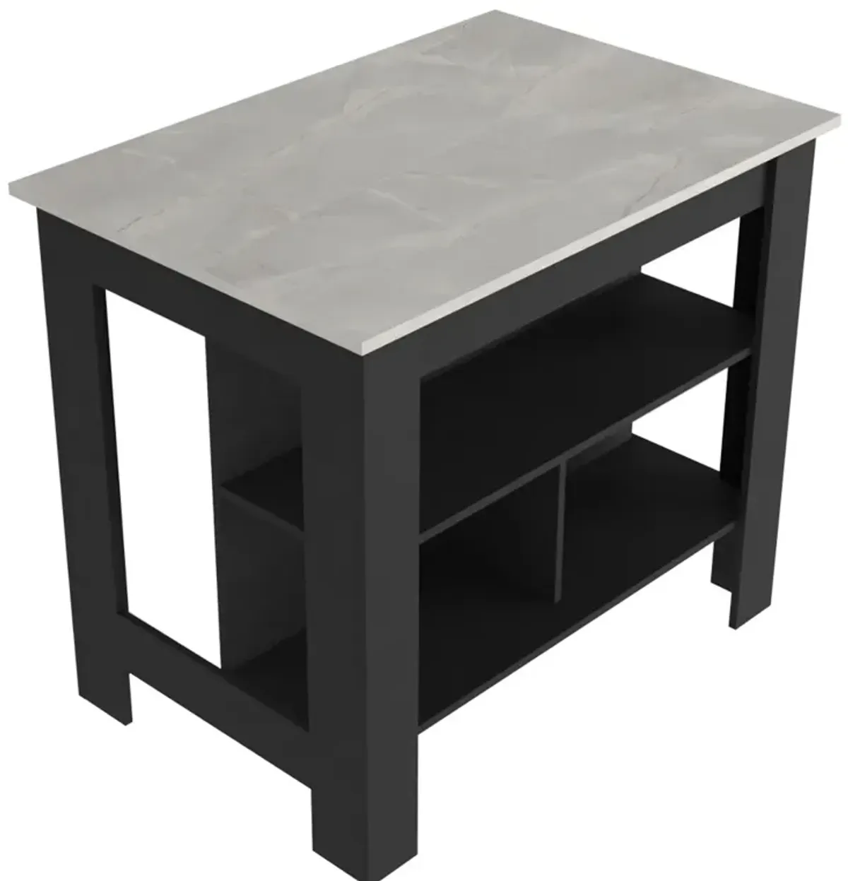 Kitchen Island Dozza, Kitchen, Black / Ibiza Marble Color Finish