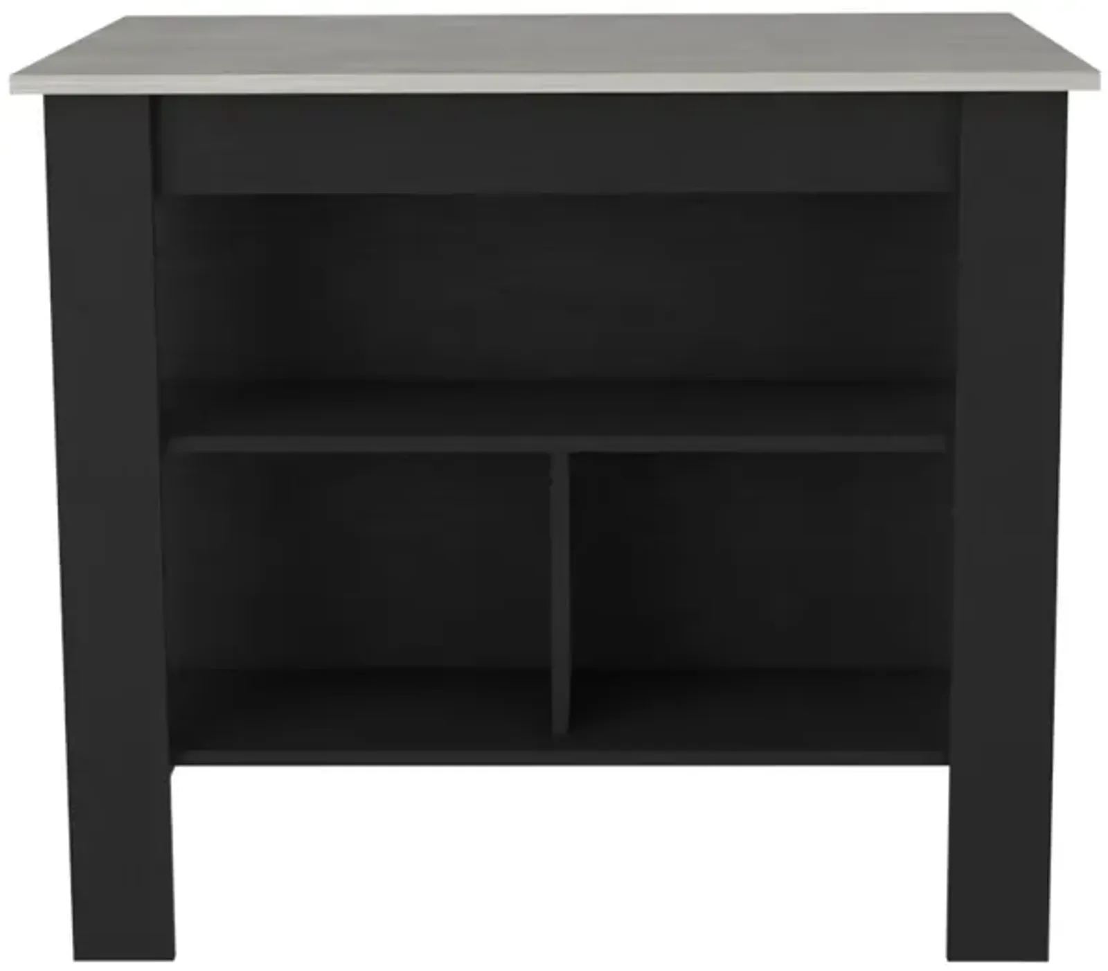 Kitchen Island Dozza, Kitchen, Black / Ibiza Marble Color Finish