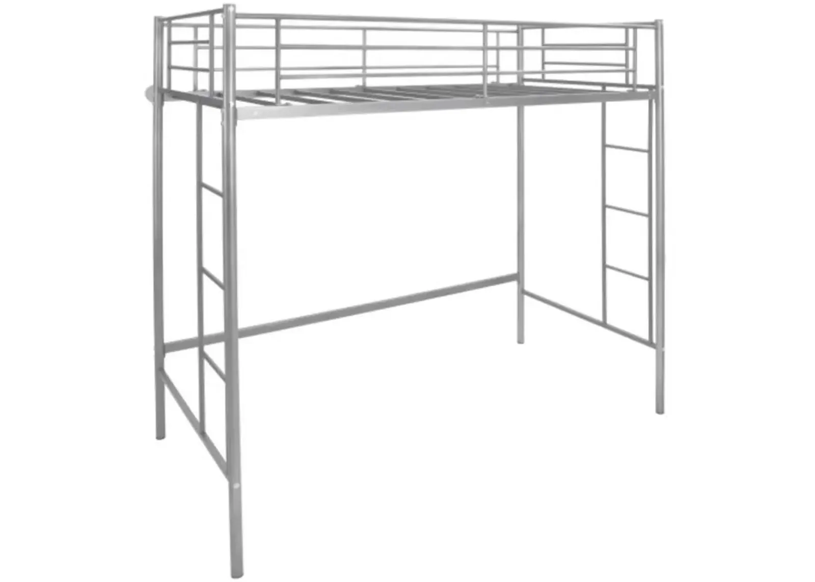 Twin Loft Bed Frame with Dual Ladders and Full-Length Guardrail for Enhanced Safety