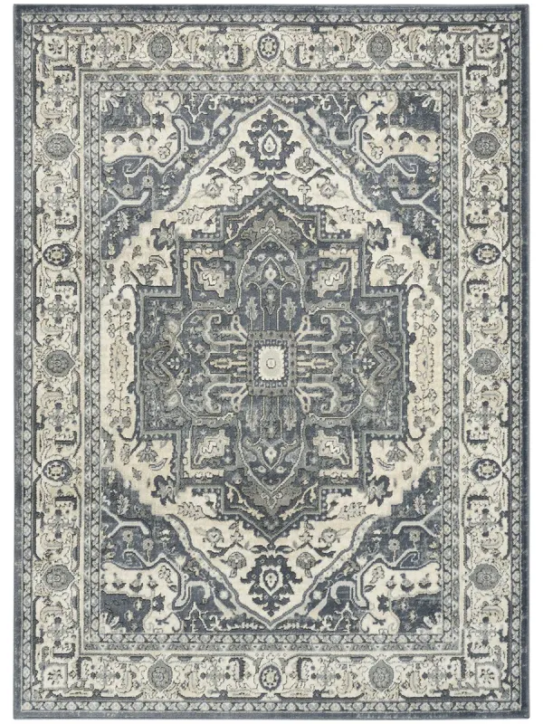 Quarry QUA18 Navy/Ivory 5'3" x 7'3" Rug