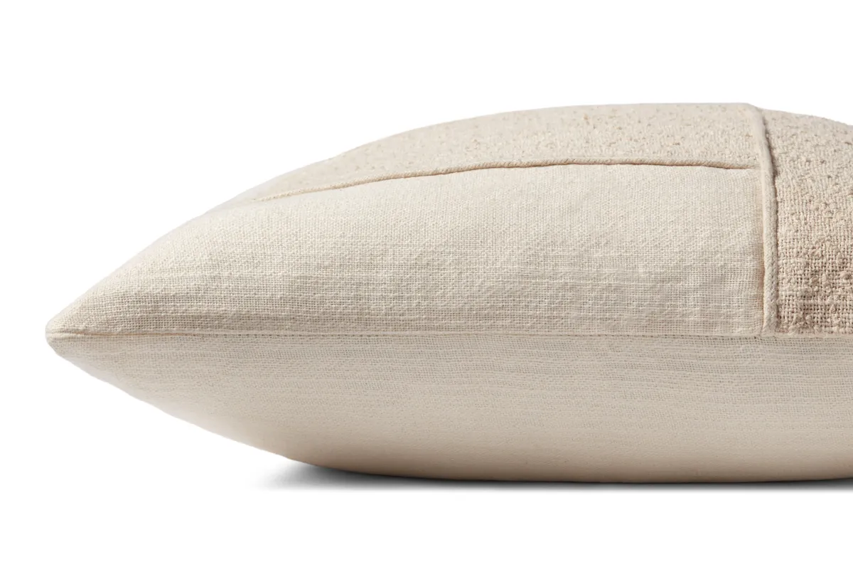 Leslie PMH0060 Ivory 22''x22'' Polyester Pillow by Magnolia Home by Joanna Gaines x Loloi