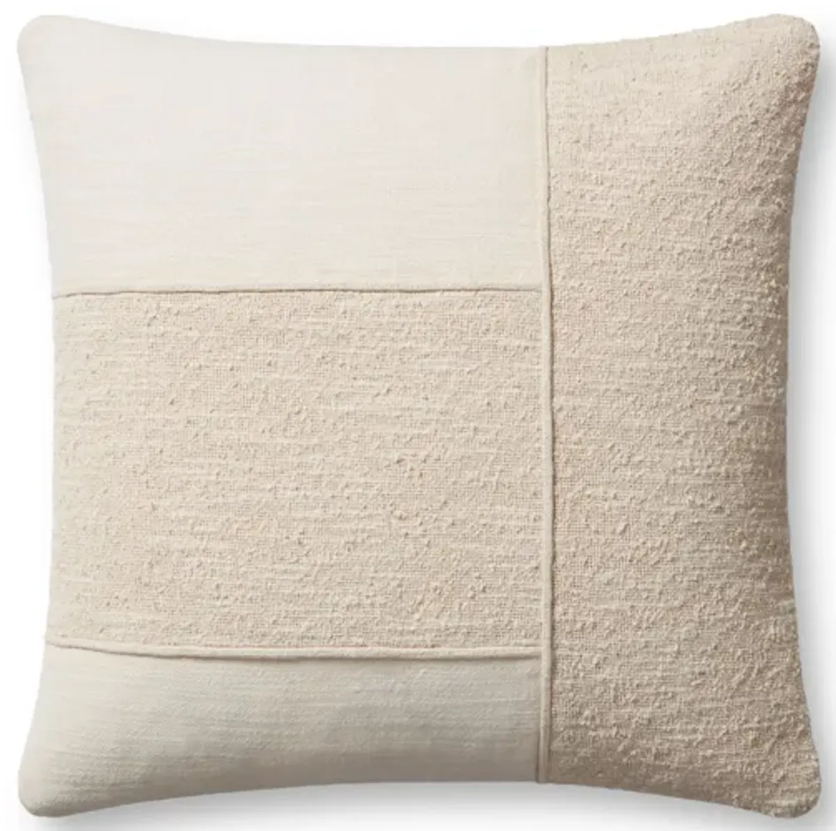 Leslie PMH0060 Ivory 22''x22'' Polyester Pillow by Magnolia Home by Joanna Gaines x Loloi