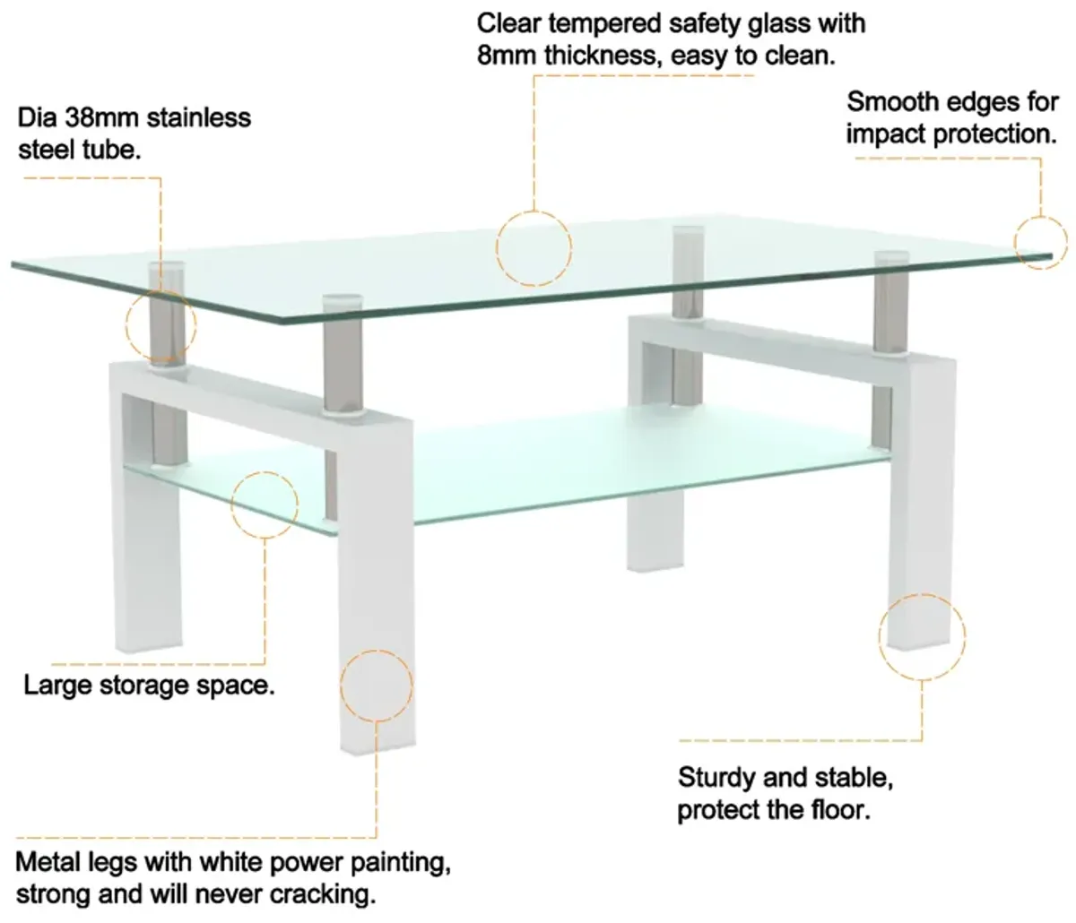 Clear Modern Side Center Table for Living Room - Sleek Style and Versatile