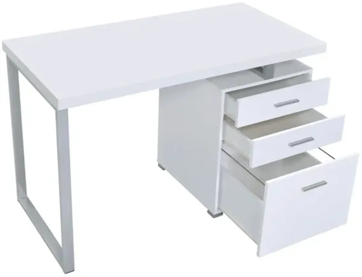 Superb white Office Desk with Reversible Set Up-Benzara