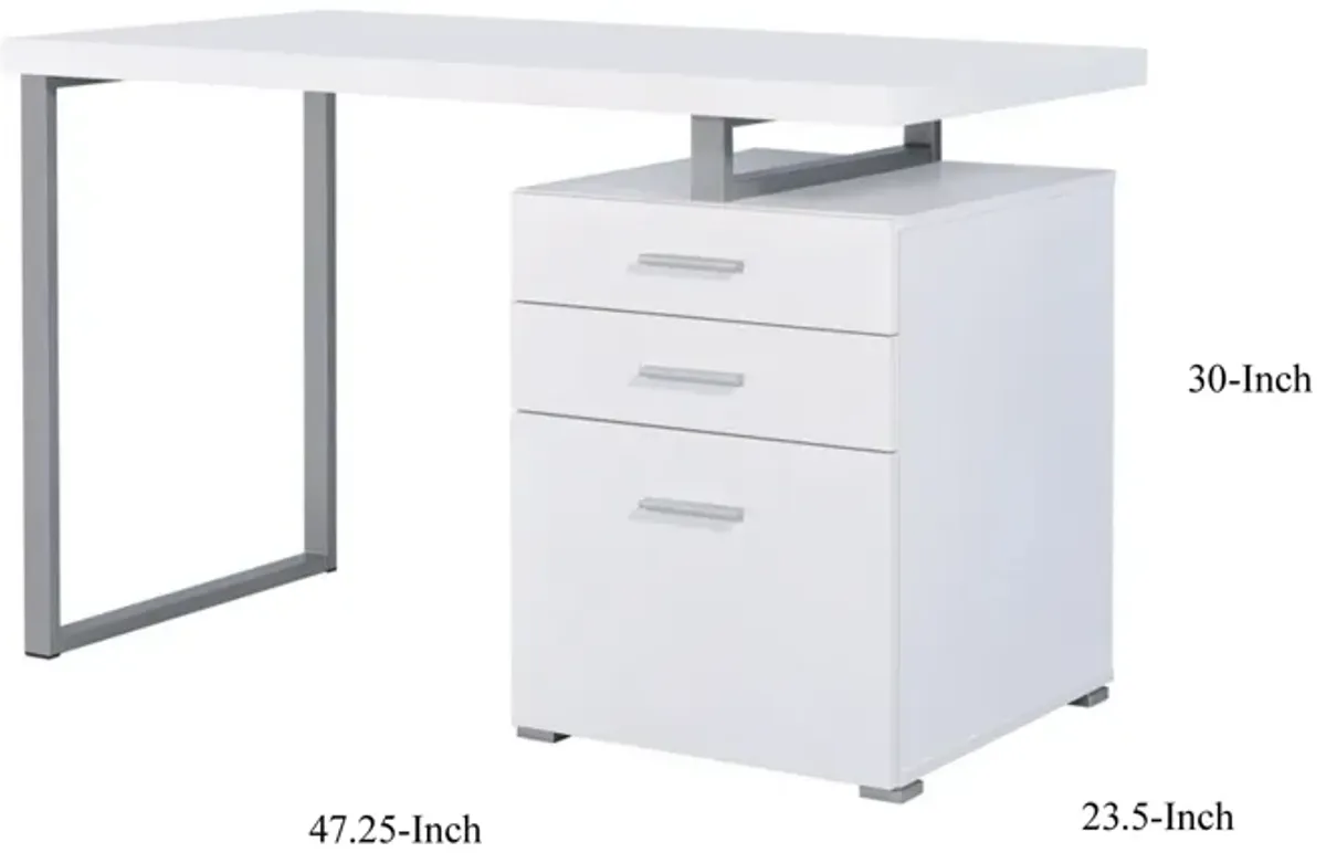 Superb white Office Desk with Reversible Set Up-Benzara