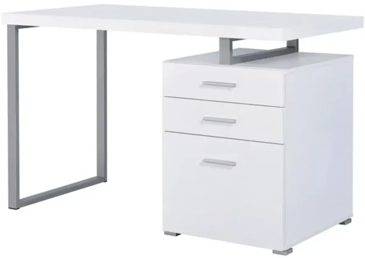 Superb white Office Desk with Reversible Set Up-Benzara