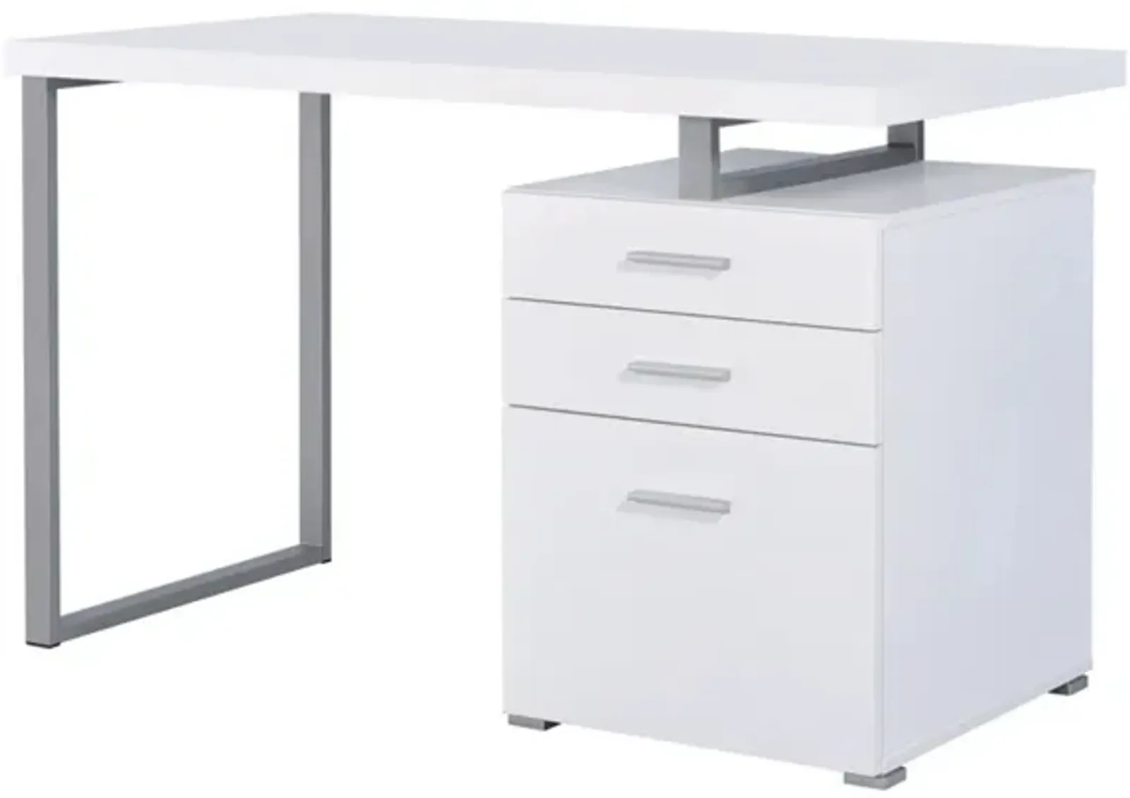 Superb white Office Desk with Reversible Set Up-Benzara