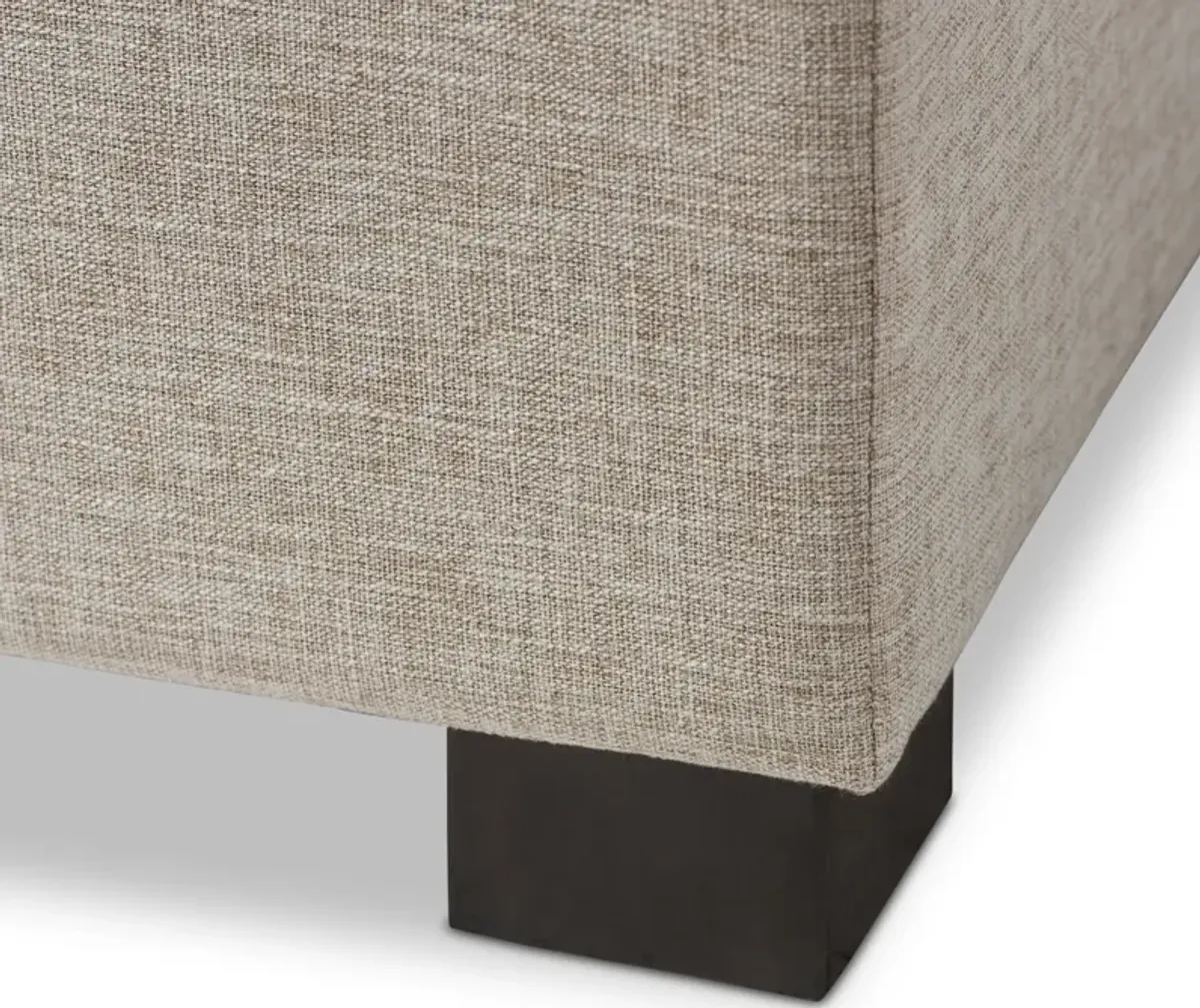Baxton Studio Roanoke Modern Cream Fabric Upholstered Grid Tufting Storage Ottoman Bench