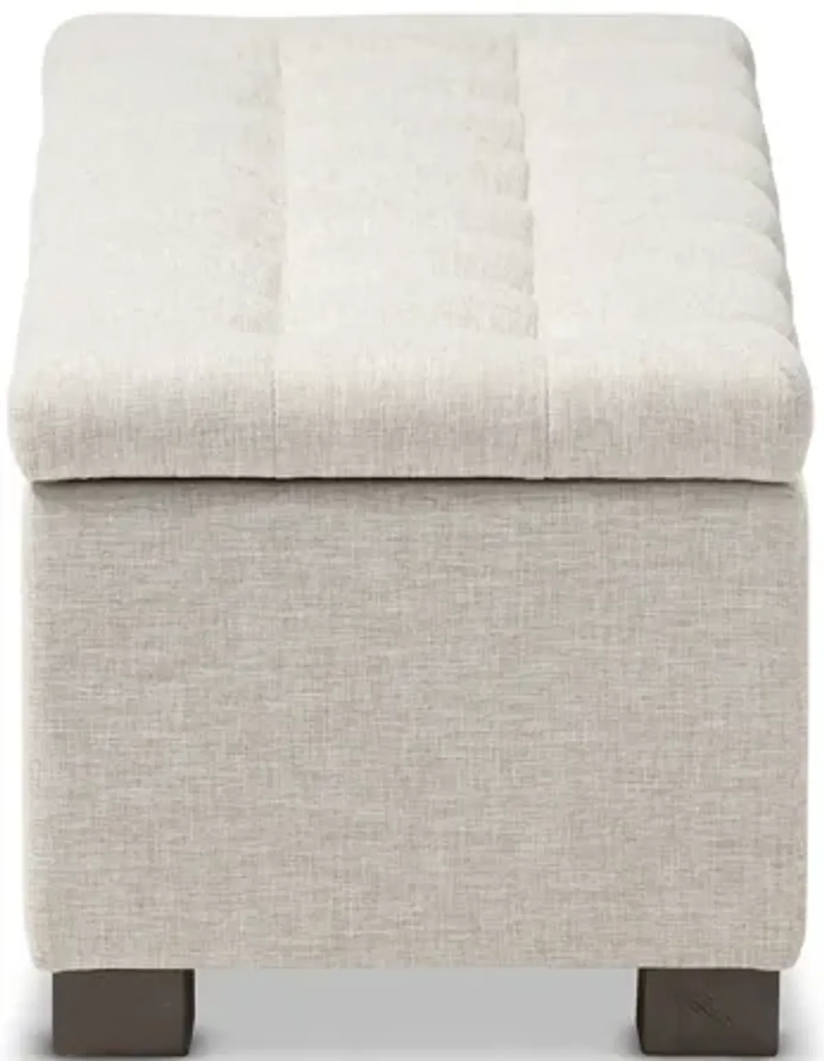 Baxton Studio Roanoke Modern Cream Fabric Upholstered Grid Tufting Storage Ottoman Bench