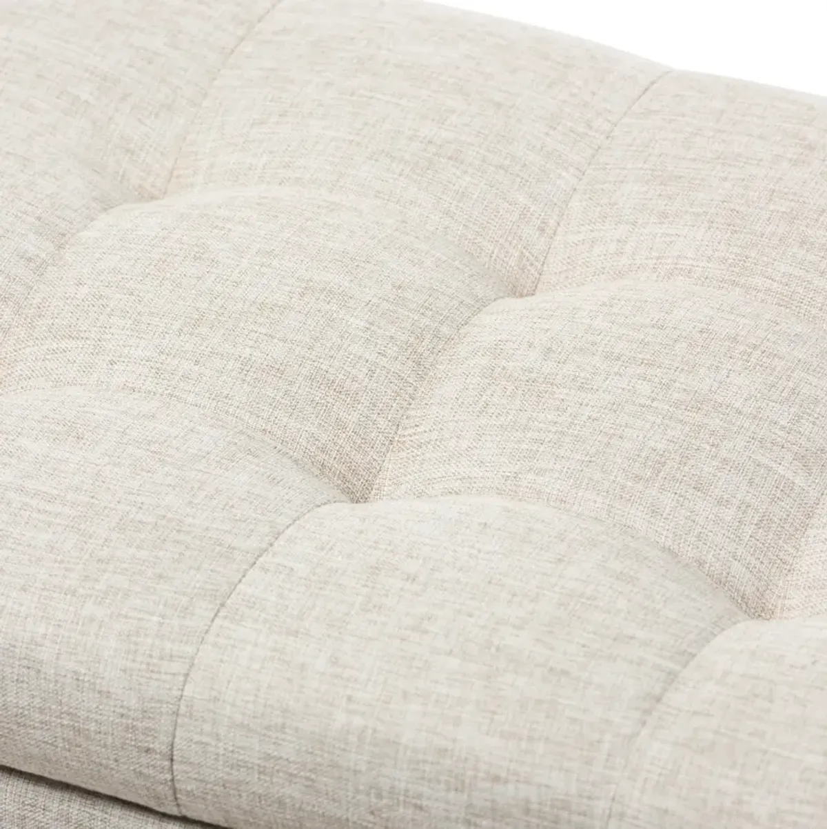 Baxton Studio Roanoke Modern Cream Fabric Upholstered Grid Tufting Storage Ottoman Bench