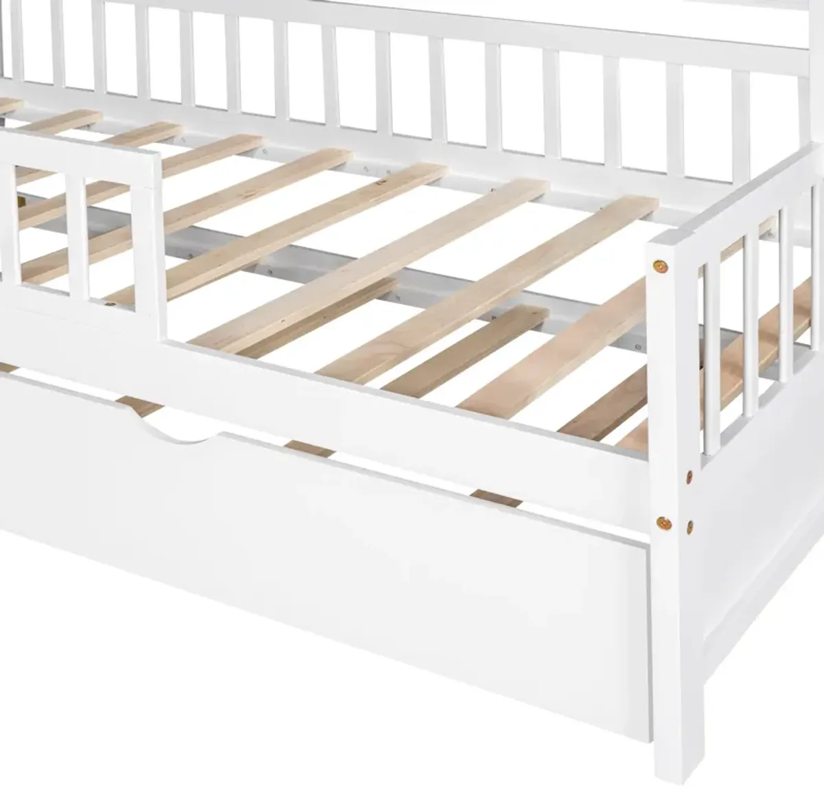 Merax Wooden House Bed with Twin Size Trundle