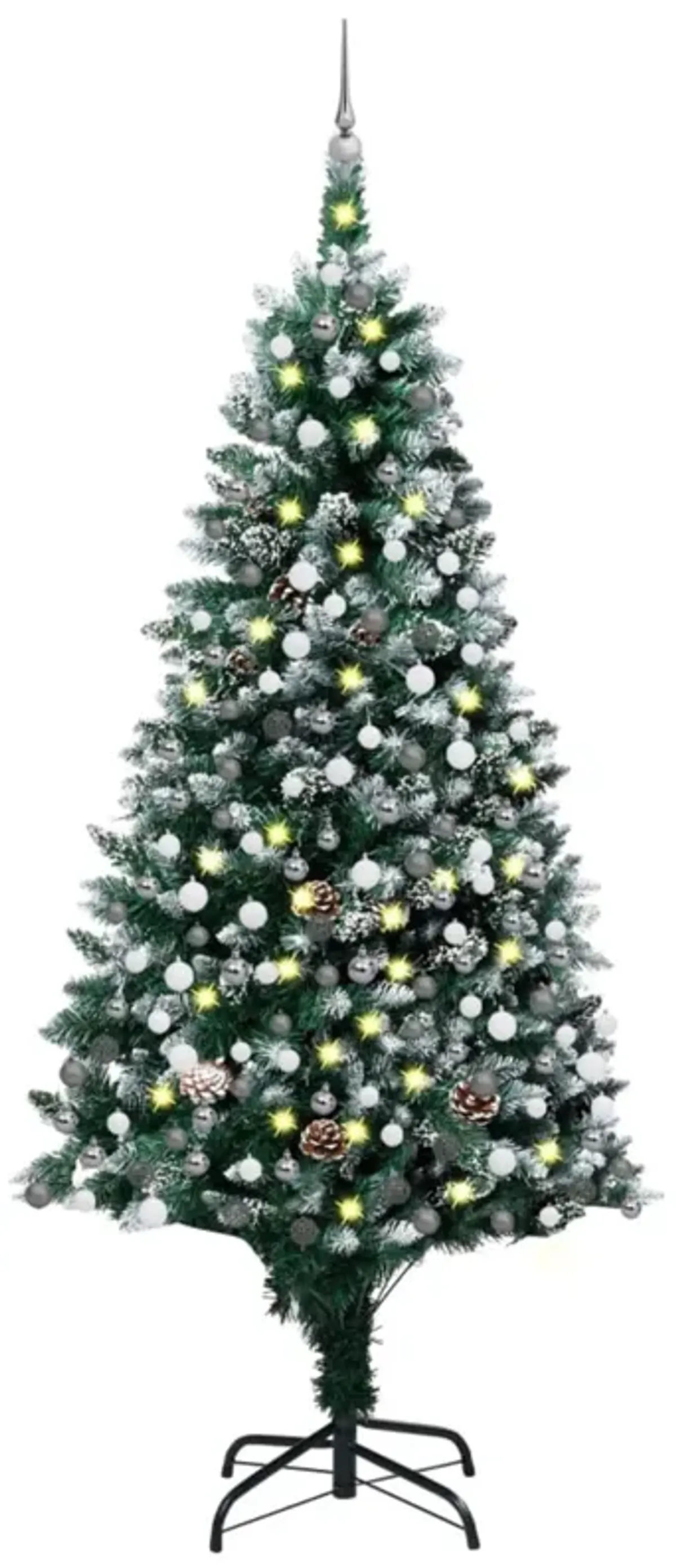 vidaXL Artificial Christmas Tree with LEDs&Ball Set&Pine Cones 94.5"