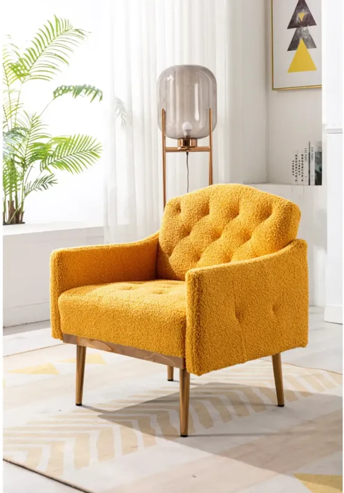 Accent Chair, Leisure Single Sofa With Rose Golden Feet