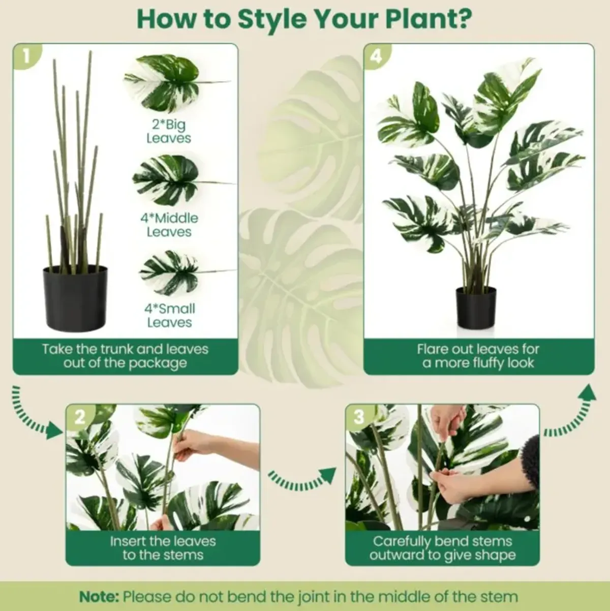 Hivvago 2 Pack 4 Feet Artificial Monstera Deliciosa Plants for Home Office