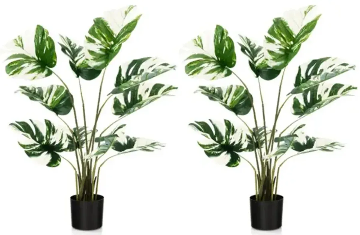 Hivvago 2 Pack 4 Feet Artificial Monstera Deliciosa Plants for Home Office