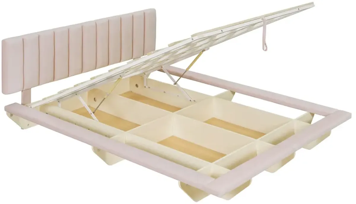 Merax Floating  Platform Bed with LED Light  and USB Port