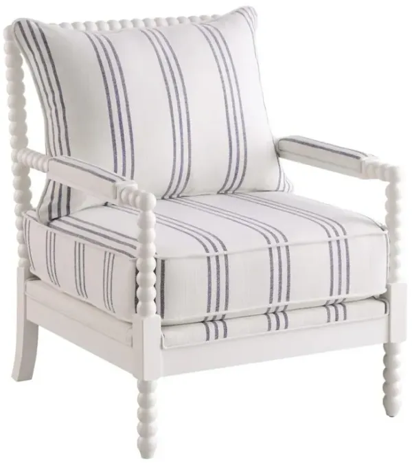 Coaster Co. of America Blanchett Upholstered Accent Chair with Spindle Accent White and Navy