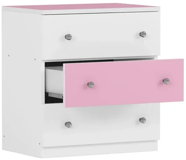 3-Drawer Nightstand Colorblock Design with Plastic Handles for Stylish Bedroom Storage
