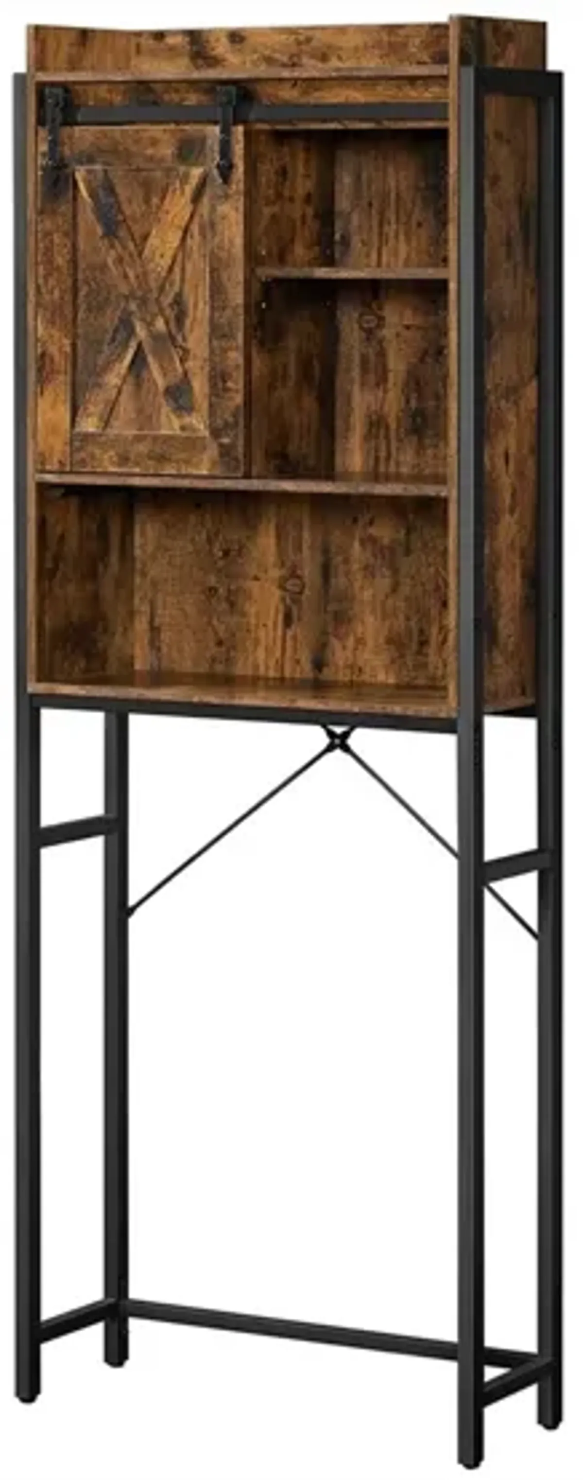 Hivvago FarmHouse Over The Toilet Sliding Barn Door Storage Cabinet Cupboard