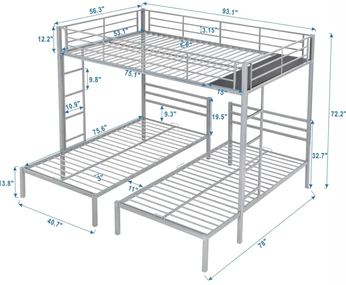 Merax Classic Triple Bunk Bed  with Built-in Shelf