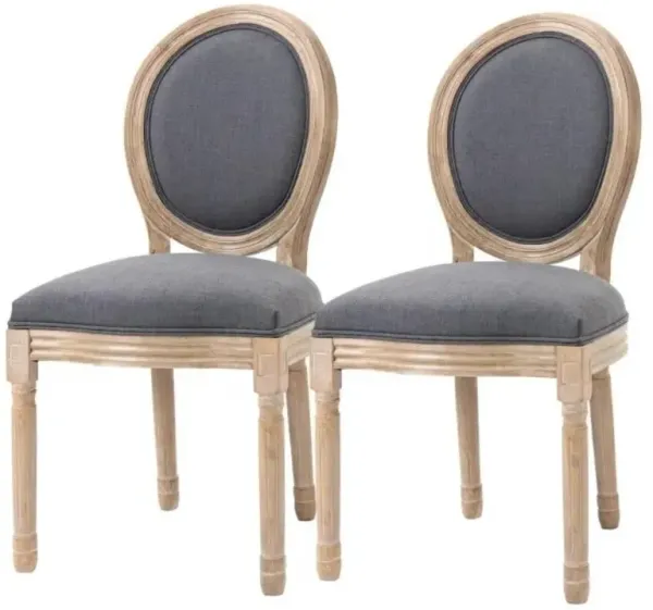 Hivvago Set of 2 Vintage Upholstered Armless Curved Back Dining Chairs Grey Wash