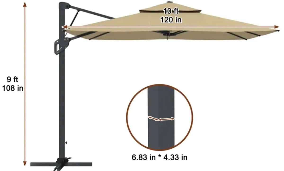 MONDAWE 10 ft. Square Offset Cantilever Outdoor Patio Umbrella