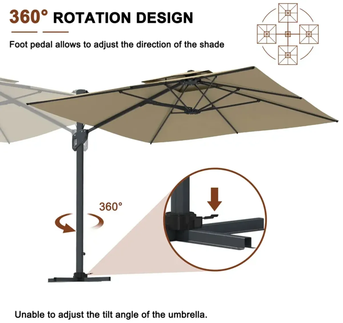 MONDAWE 10 ft. Square Offset Cantilever Outdoor Patio Umbrella