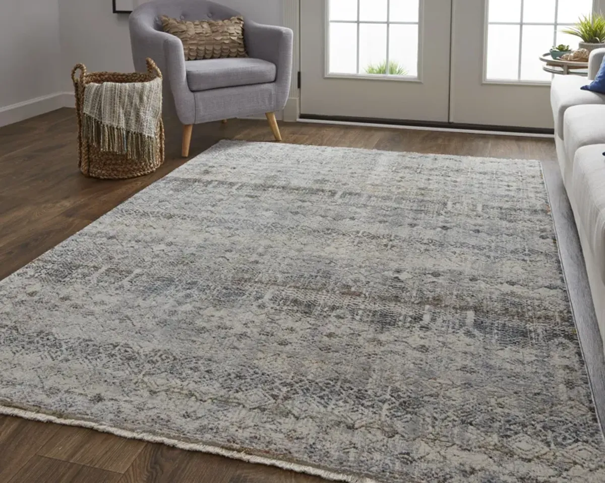 Kaia 39GLF Tan/Ivory/Blue 3' x 8' Rug