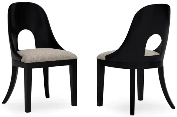 Robeck Home Office Chair, Cutout Back, Gray Padded Seat, Black Wood - Benzara