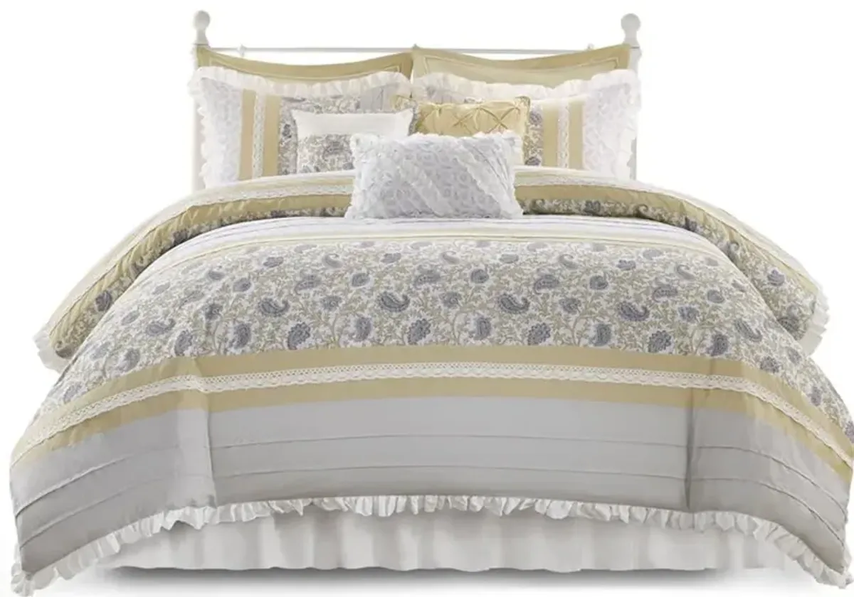 Belen Kox 52% Polyester 48% Cotton Percale Printed 9-Piece Comforter Set, Belen Kox