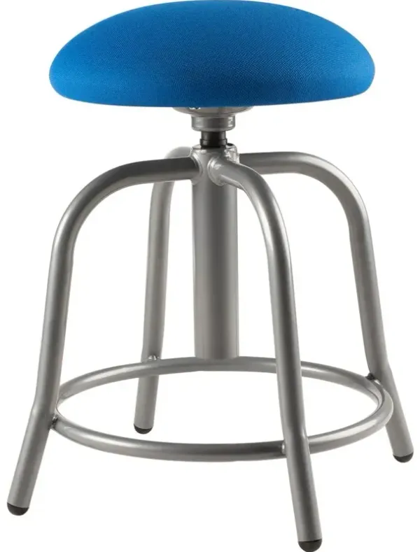 NPS® 18"-25" Height Adjustable Designer Stool, 3" Fabric Padded Cobalt Blue Seat, Grey Frame