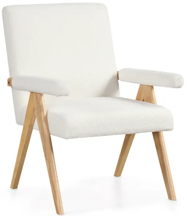 Modern Accent Chair with Rubber Wood Frame and Padded Armrests