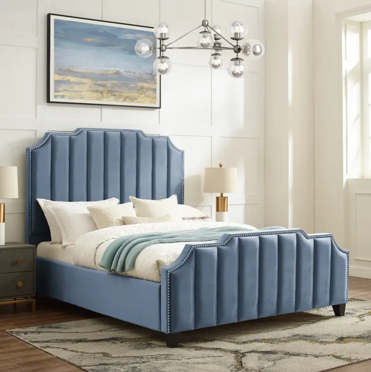 Inspired Home Ruhi Velvet Platform Bed